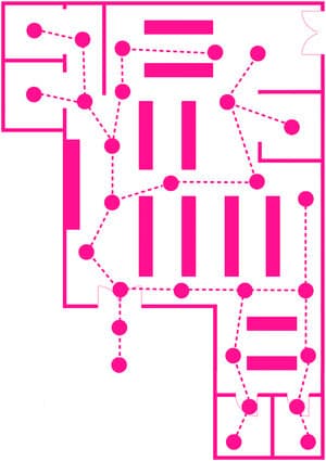 A floor plan diagram showing a Large-tier scene layout, used on the Biztour pricing page