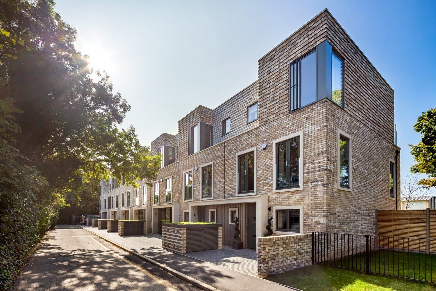 A completed new-build terrace at Blagdens Lane, Southgate