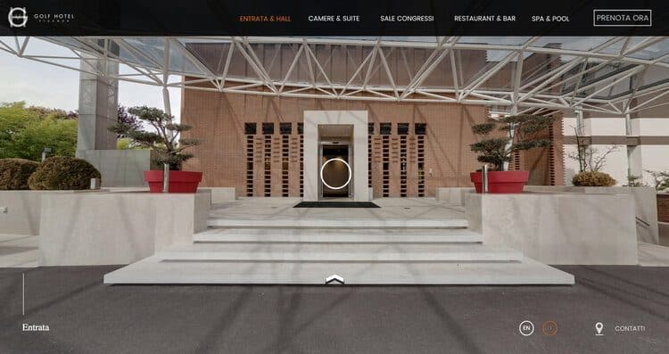 The navigation menu of a Google virtual tour we built for Golf Hotel Firenze, Italy