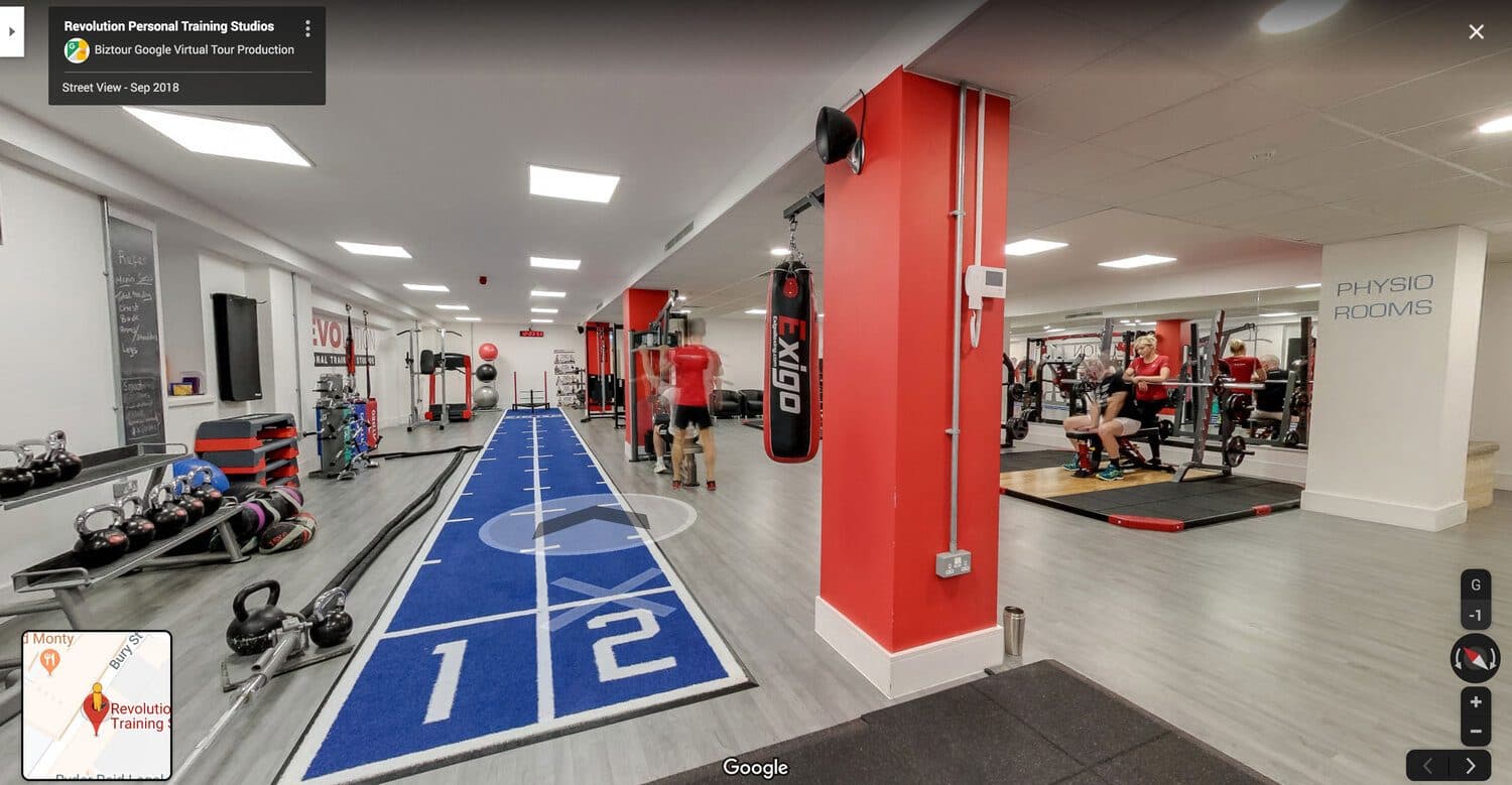 The training floor and sprint track at Revolution Personal Training Studios
